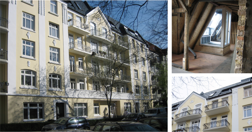 Altbausanierung von zwei Mehrfamilienhaeusern Eppendorf - Außenansichten und Dachstuhl